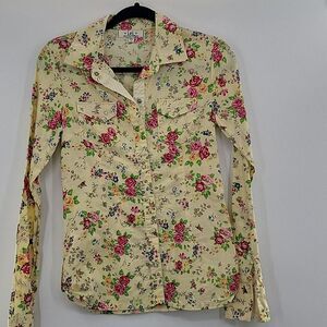 3For$20 Lei Yellow Button-Down w/ Pink/Green Floral Print Si Small